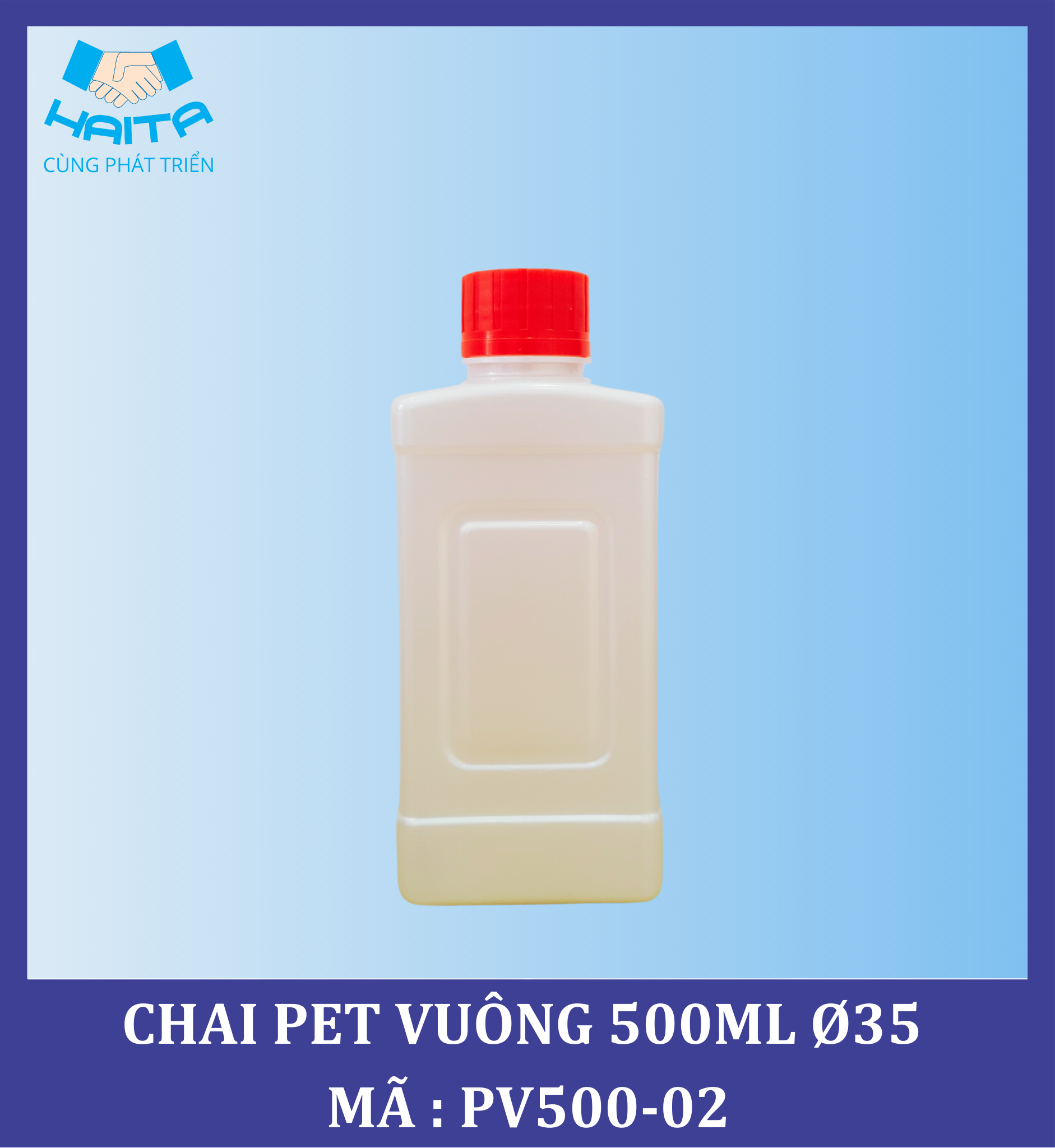CHAI PET VUÔNG 500ML Ø35 MÃ SP : PV500-02